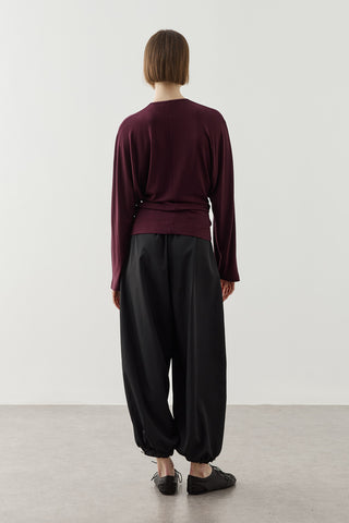 Uzun Kollu Drape Bluz Mürdüm