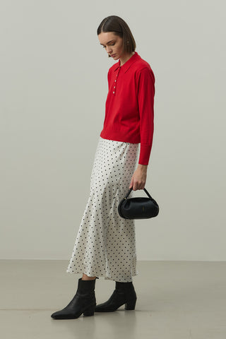 Uzun Kollu Polo Yaka Triko Kırmızı