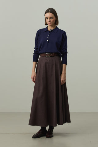 Uzun Kollu Polo Yaka Triko Lacivert