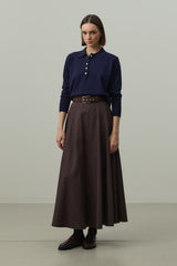 Uzun Kollu Polo Yaka Triko Lacivert