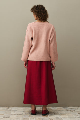 V Yaka Basic Triko Kazak Pembe