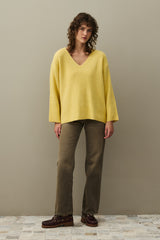 V Yaka Basic Triko Kazak Sarı