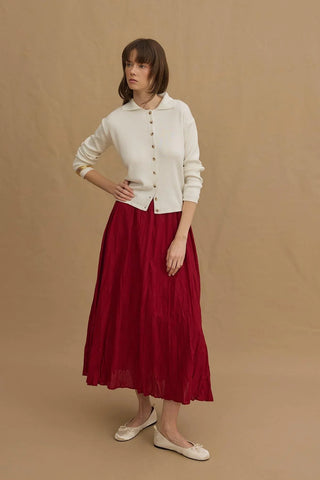 Viscone Buttoned Polo Neck Knitwear Sweater Ecru
