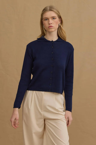 Viscone Düğmeli Polo Yaka Triko Kazak Lacivert - Fahhar Design