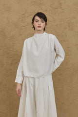 Flounce Collar Blouse Beige