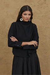Flounce Collar Blouse Black