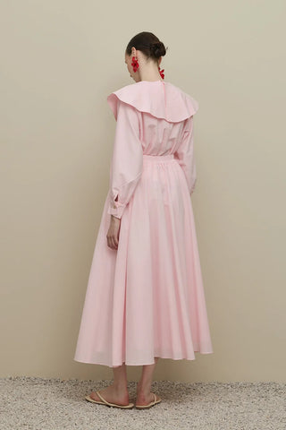 Volan Yakalı Vual Etek Takım Pembe - Fahhar Design