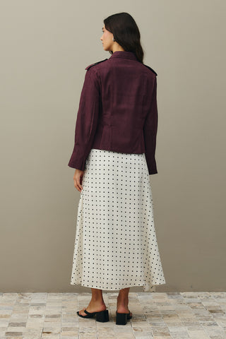 Body-fitting Denim Jacket Burgundy
