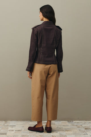 Body-Smoothing Denim Jacket Brown