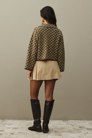 Collared Plaid Sweater Brown