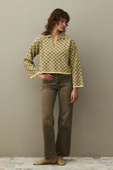 Collared Plaid Sweater Yellow