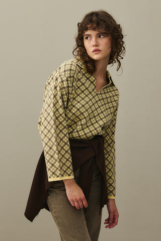 Collared Plaid Sweater Yellow