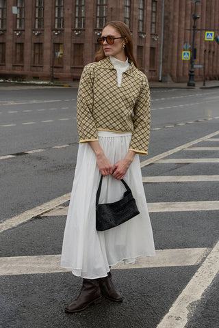 Yakalı Ekose Kazak Sarı