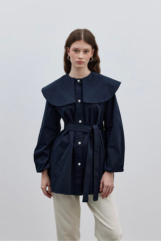 Collared Shirt Jacket Navy Blue