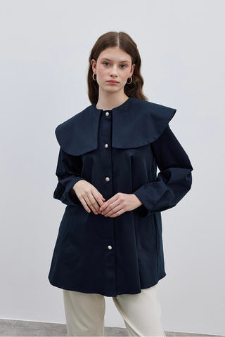 Yakalı Gömlek Ceket Lacivert - Fahhar Design