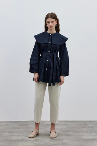 Yakalı Gömlek Ceket Lacivert - Fahhar Design