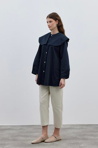 Yakalı Gömlek Ceket Lacivert - Fahhar Design