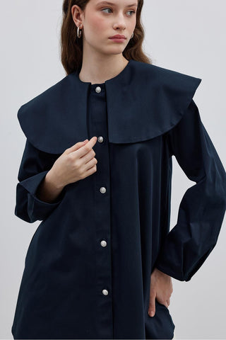 Yakalı Gömlek Ceket Lacivert - Fahhar Design