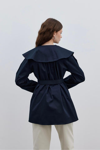 Yakalı Gömlek Ceket Lacivert - Fahhar Design