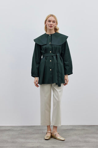 Collared Shirt Jacket Green