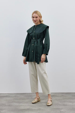 Yakalı Gömlek Ceket Yeşil - Fahhar Design