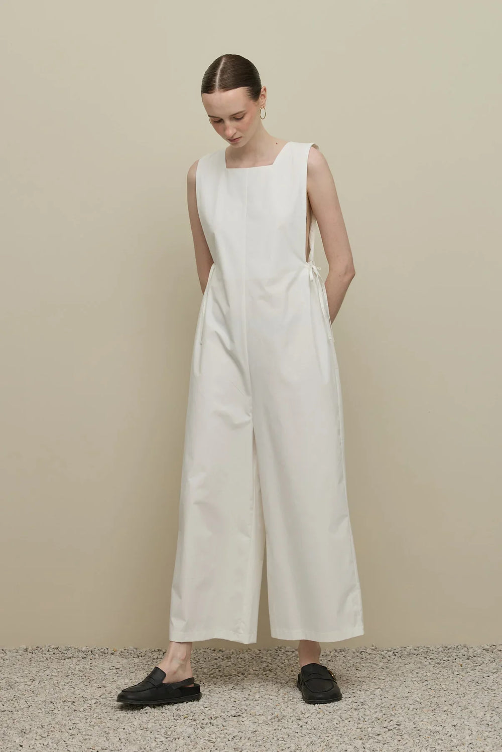 Side Gathered Jumpsuit Ecru