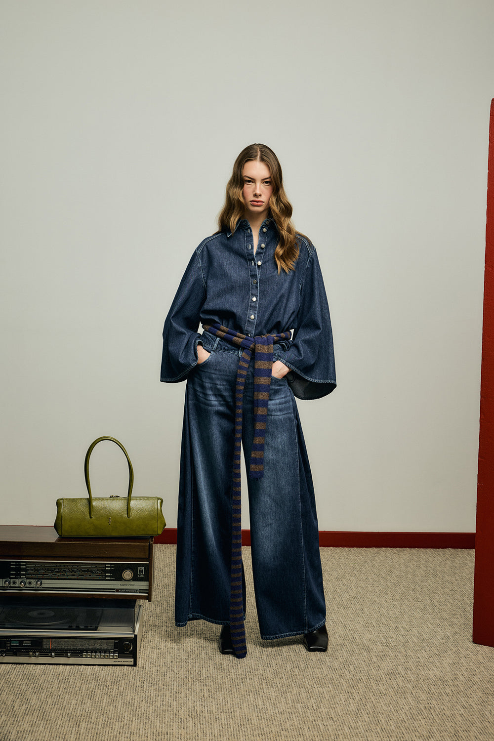 Yanları Dikişli Denim Pantolon Koyu Mavi