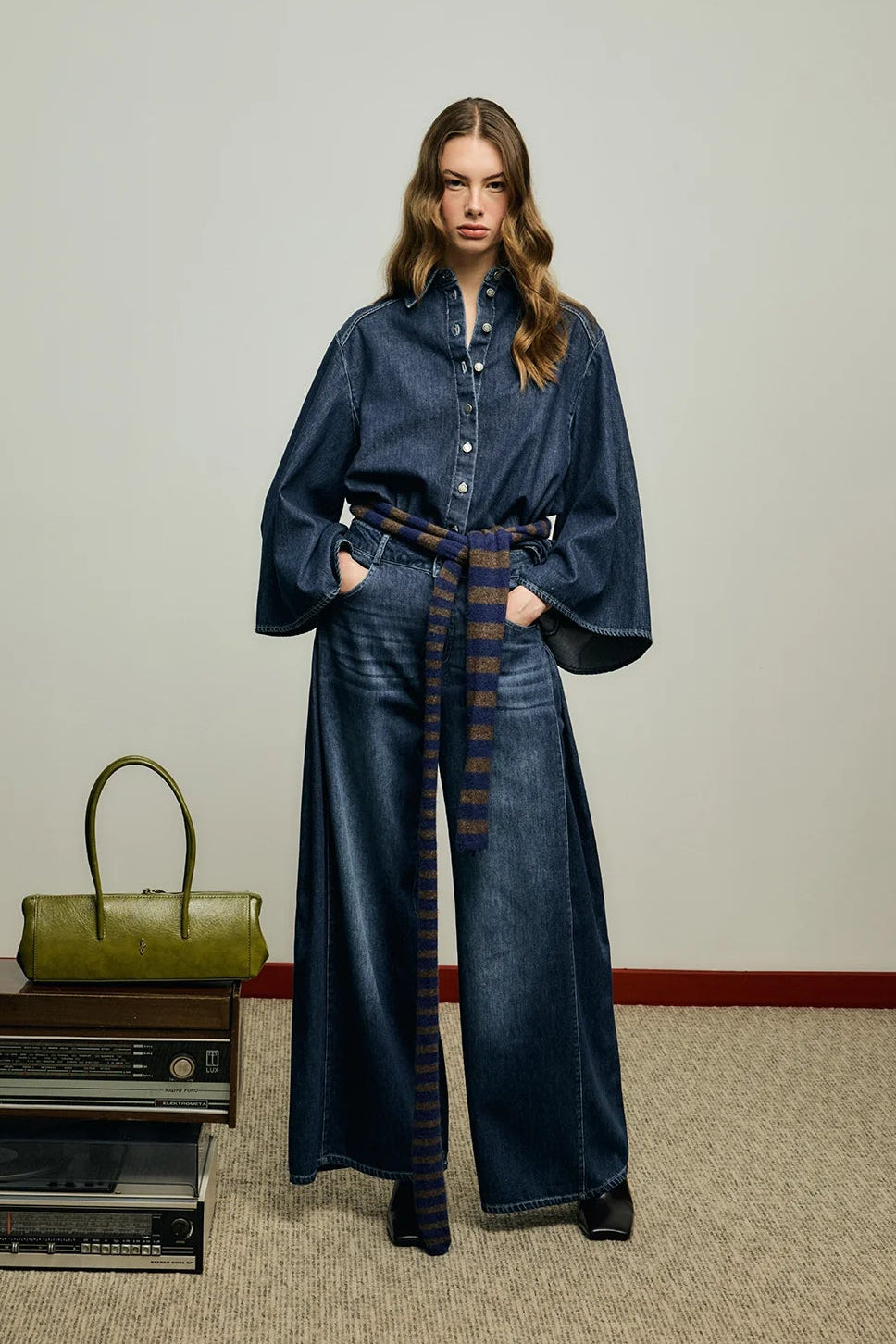 Yanları Dikişli Denim Pantolon Koyu Mavi
