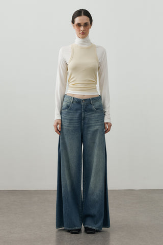 Yanları Dikişli Denim Pantolon Tint Yeşil