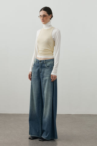 Yanları Dikişli Denim Pantolon Tint Yeşil