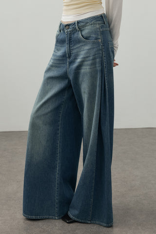 Yanları Dikişli Denim Pantolon Tint Yeşil