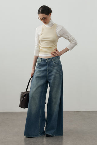 Yanları Dikişli Denim Pantolon Tint Yeşil