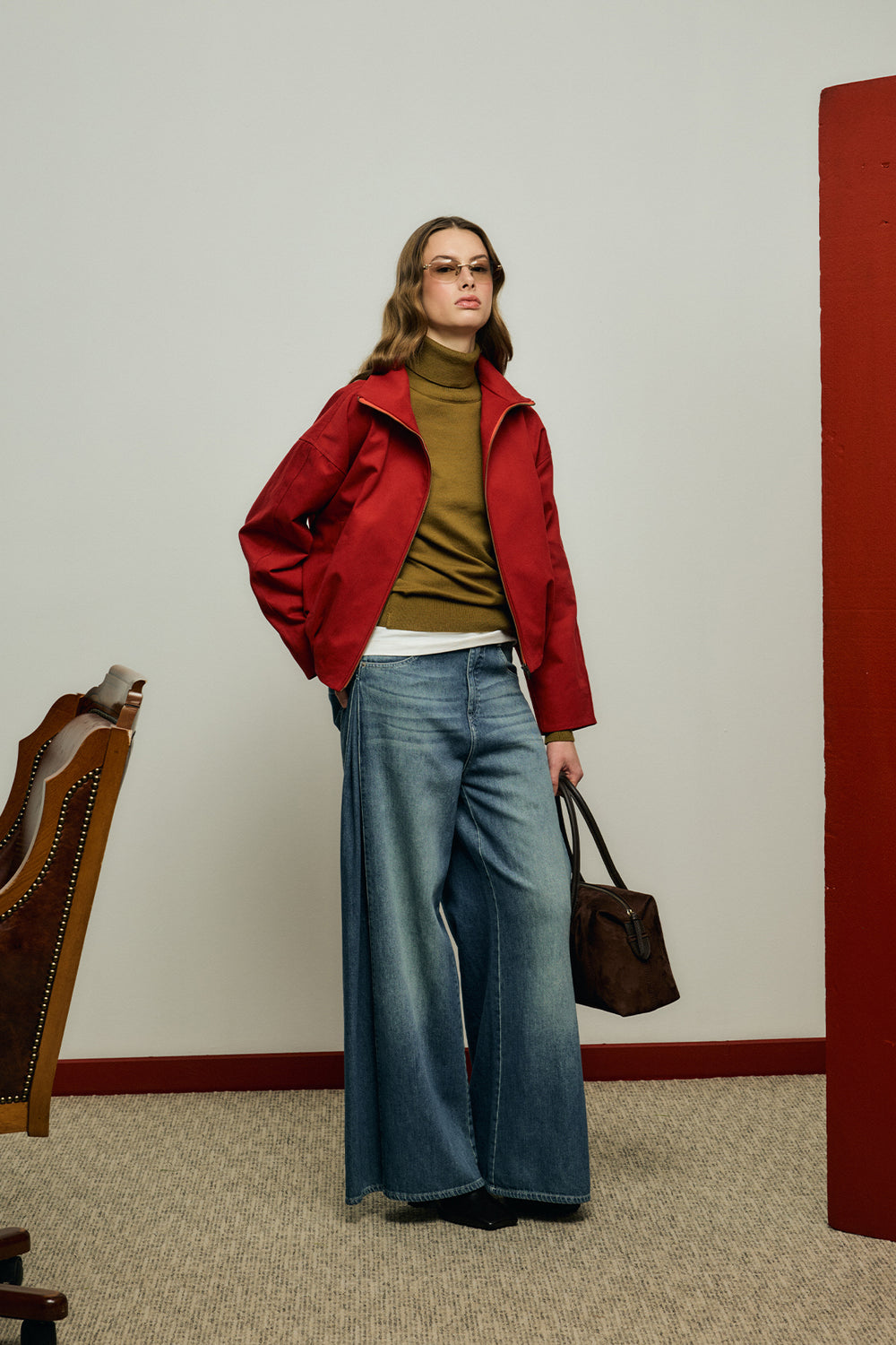 Yanları Dikişli Denim Pantolon Tint Yeşil