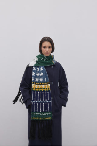 Yay Burcu Temalı Örme Uzun Atkı Desenli - Fahhar Design