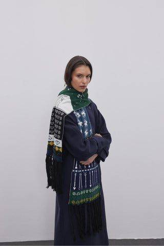 Yay Burcu Temalı Örme Uzun Atkı Desenli - Fahhar Design