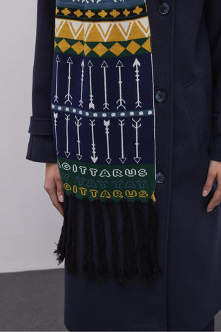 Yay Burcu Temalı Örme Uzun Atkı Desenli - Fahhar Design