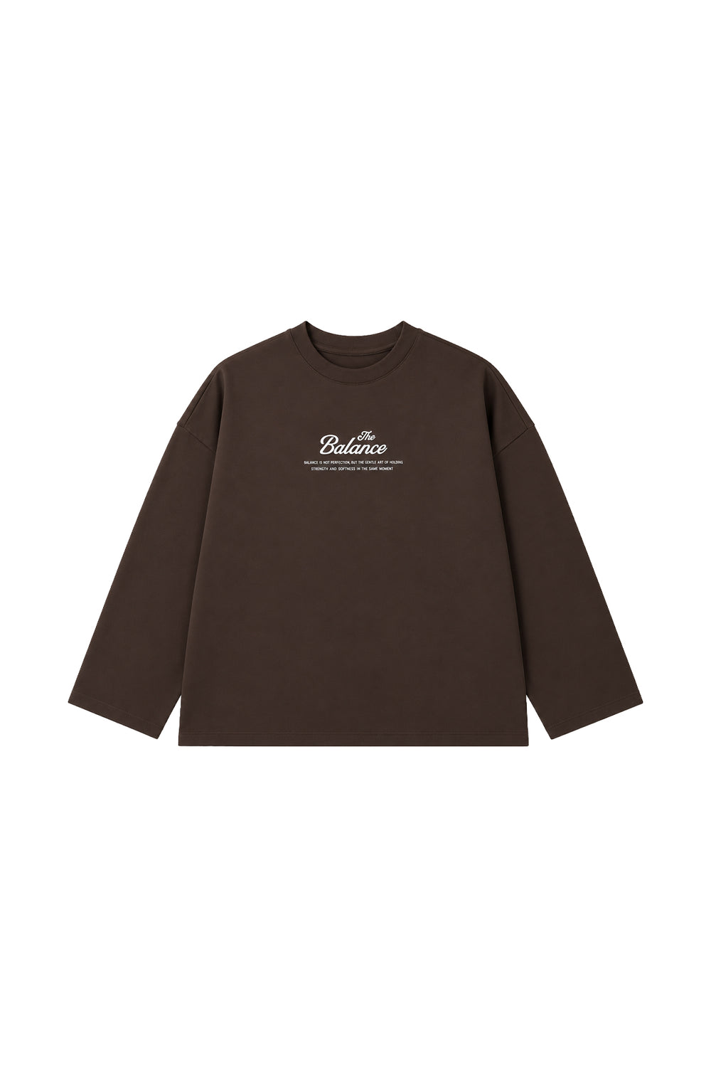 Yazılı Uzun Kollu T-Shirt Kahverengi