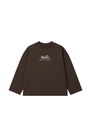 Yazılı Uzun Kollu T-Shirt Kahverengi