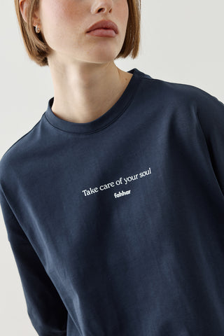 Yazılı Uzun Kollu T-Shirt Lacivert