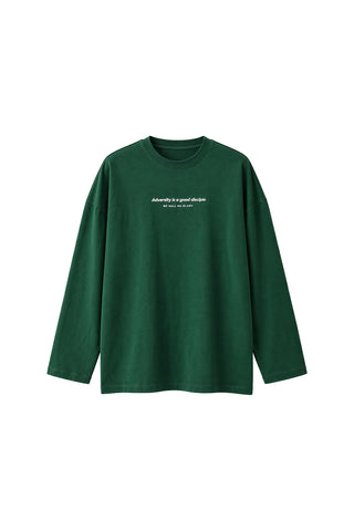 Yazılı Uzun Kollu T-Shirt Yeşil