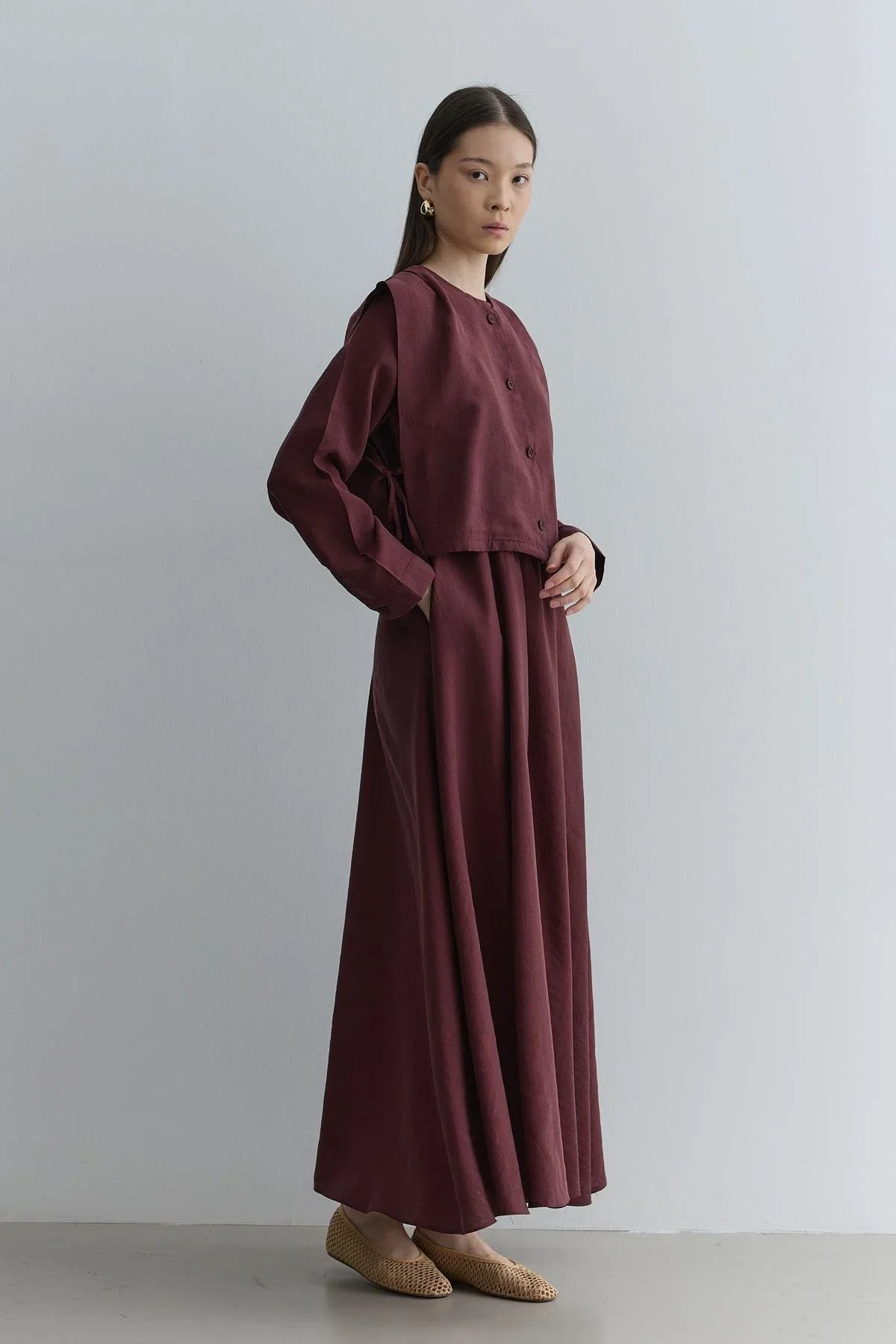 burgundy vest dress Mini Vest Dress-Burgundy by Herfetch