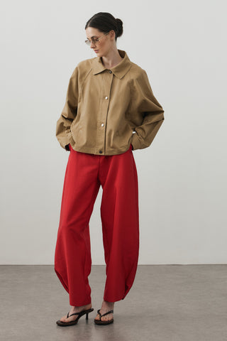 Yıkamalı Bomber Ceket Bej