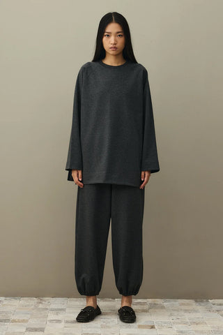 Yırtmaç Detaylı Basic Sweatshirt Antrasit