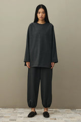 Slit Detailed Basic Sweatshirt Anthracite