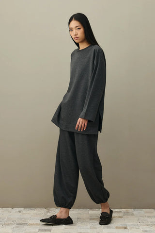 Yırtmaç Detaylı Basic Sweatshirt Antrasit