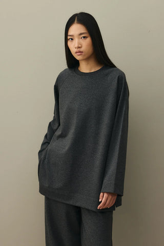 Yırtmaç Detaylı Basic Sweatshirt Antrasit