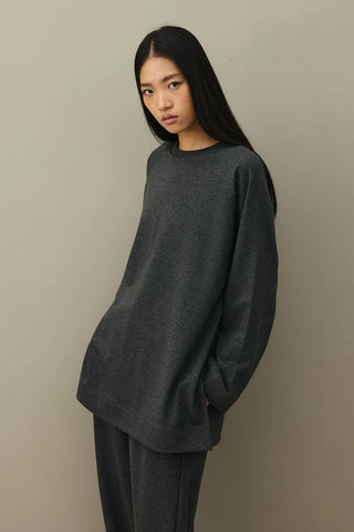 Yırtmaç Detaylı Basic Sweatshirt Antrasit