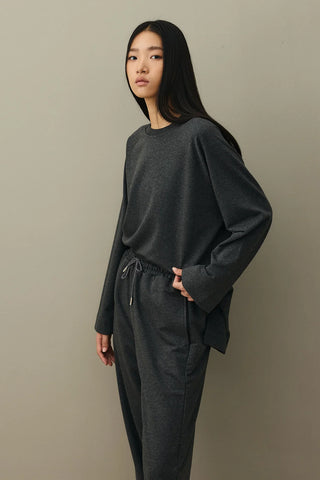 Yırtmaç Detaylı Basic Sweatshirt Antrasit