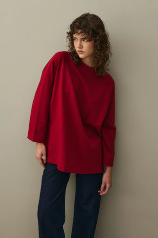 Yırtmaç Detaylı Basic Sweatshirt Bordo