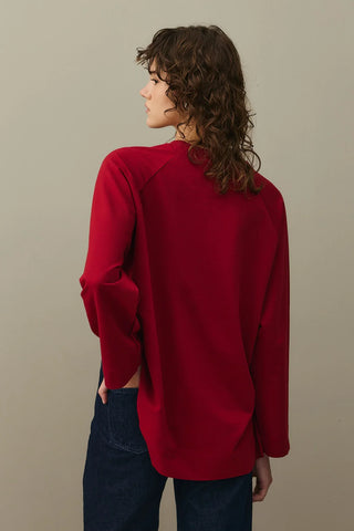 Yırtmaç Detaylı Basic Sweatshirt Bordo
